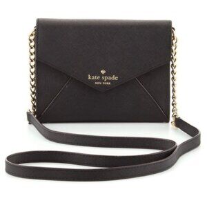 Kate Spade Black Leather Envelope Crossbody, Black